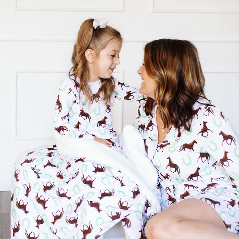 horse-womens-button-down-short-set-little-pajama-co - Sophia's Style -3